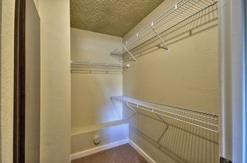 Vacant apartment home extended closet two shelving at multiple heights.at Fountains of Fair Oaks, Fair Oaks, 95628